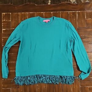 Lilly Pulitzer Ladies Green Fringe Sweater small